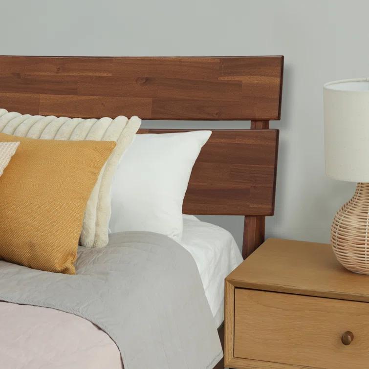 Acacia Aurora Premium Solid Wood Platform Bed Frame and High Headboard, King Bed Frame with Headboard Included, Mid Century Modern Bed with 5 years Warranty