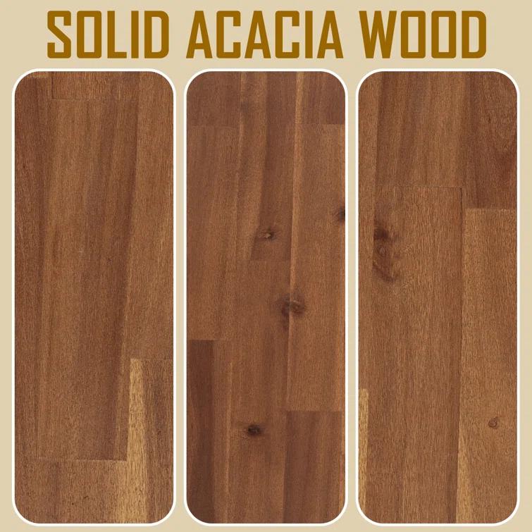 Acacia Aurora Premium Solid Wood Platform Bed Frame and High Headboard, King Bed Frame with Headboard Included, Mid Century Modern Bed with 5 years Warranty