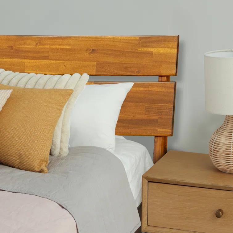 Acacia Aurora Premium Solid Wood Platform Bed Frame and High Headboard, King Bed Frame with Headboard Included, Mid Century Modern Bed with 5 years Warranty