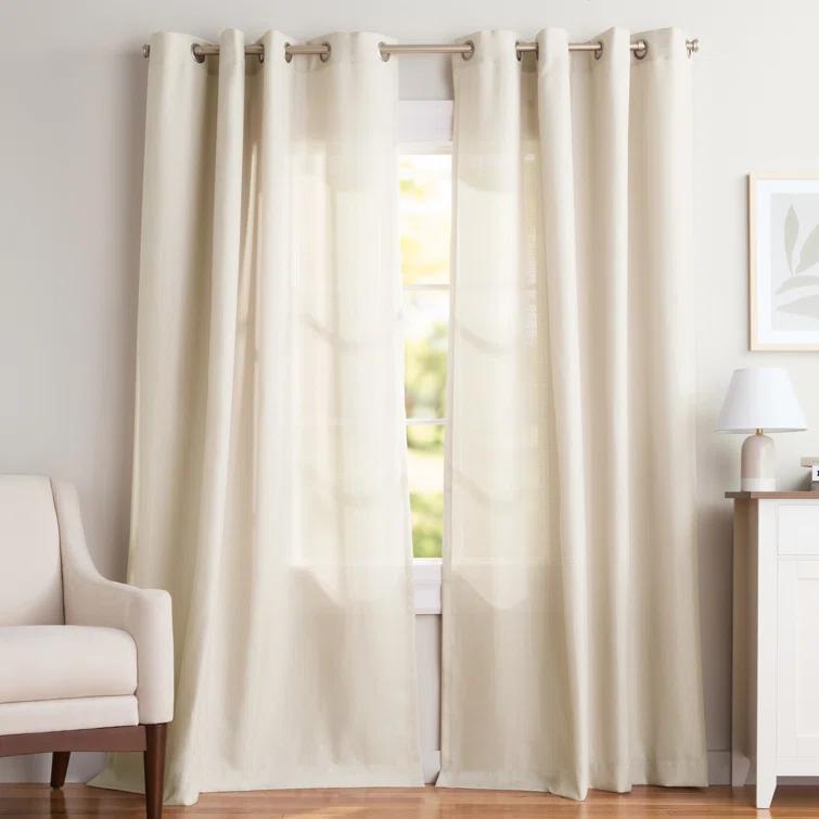 Loha GT Aaliyah Solid Color Semi-Sheer Grommet Curtain Panels