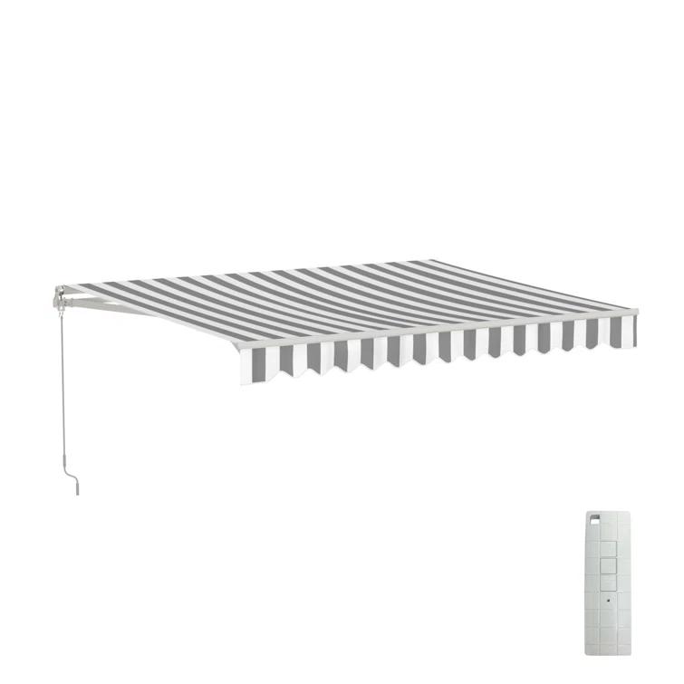 ALEKO Motorized Retractable Outdoor Awning with White Frame