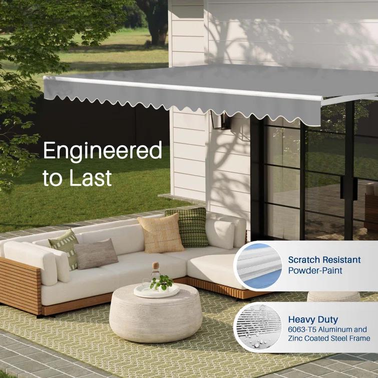 ALEKO Motorized Retractable Outdoor Awning with White Frame