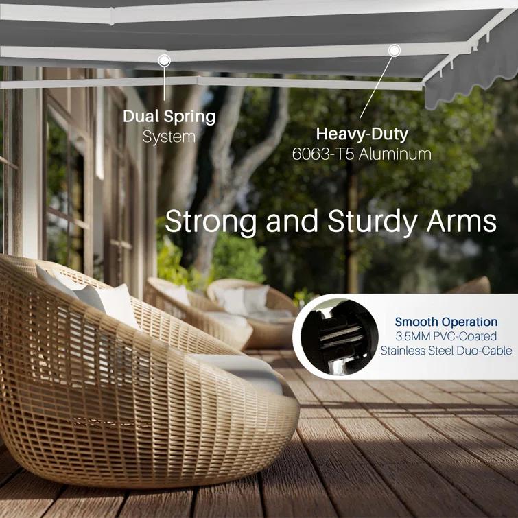 ALEKO Motorized Retractable Outdoor Awning with White Frame
