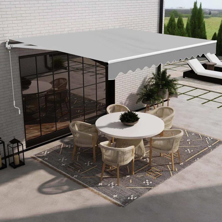 ALEKO Motorized Retractable Outdoor Awning with White Frame