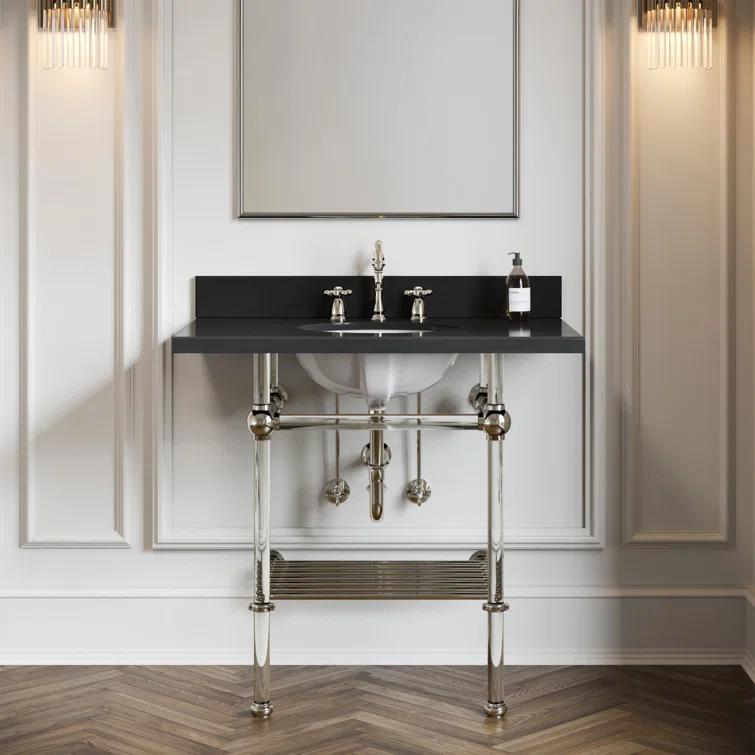 Kingston Brass Heritage Two-Handle 3-Hole Deck Mount Widespread Bathroom Faucet with Pop-Up Drain