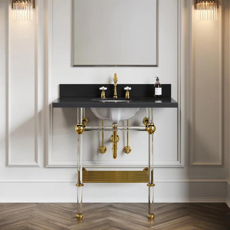 Kingston Brass Heritage Two-Handle 3-Hole Deck Mount Widespread Bathroom Faucet with Pop-Up Drain