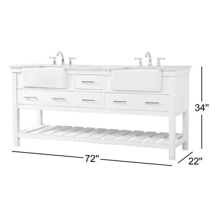 Pelaghia 72'' Double Bathroom Vanity with Marble Top
