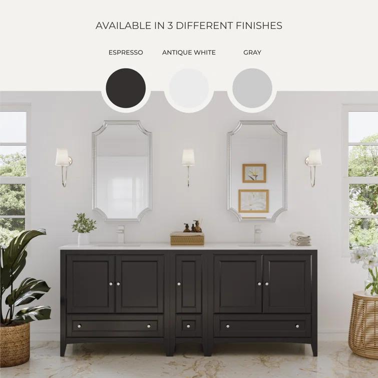 Oxford 60" Freestanding Double Sink Bathroom Vanity with Top and Sinks (Faucets Not Included)