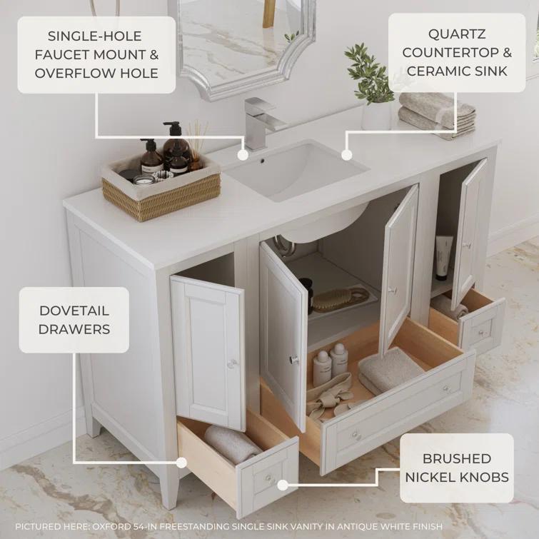 Oxford 60" Freestanding Double Sink Bathroom Vanity with Top and Sinks (Faucets Not Included)