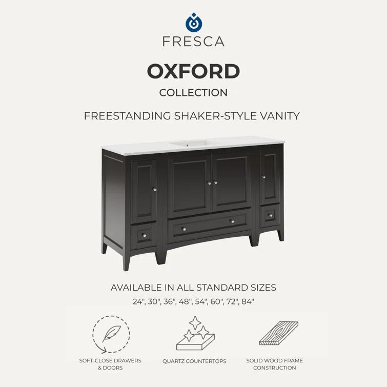 Oxford 60" Freestanding Double Sink Bathroom Vanity with Top and Sinks (Faucets Not Included)