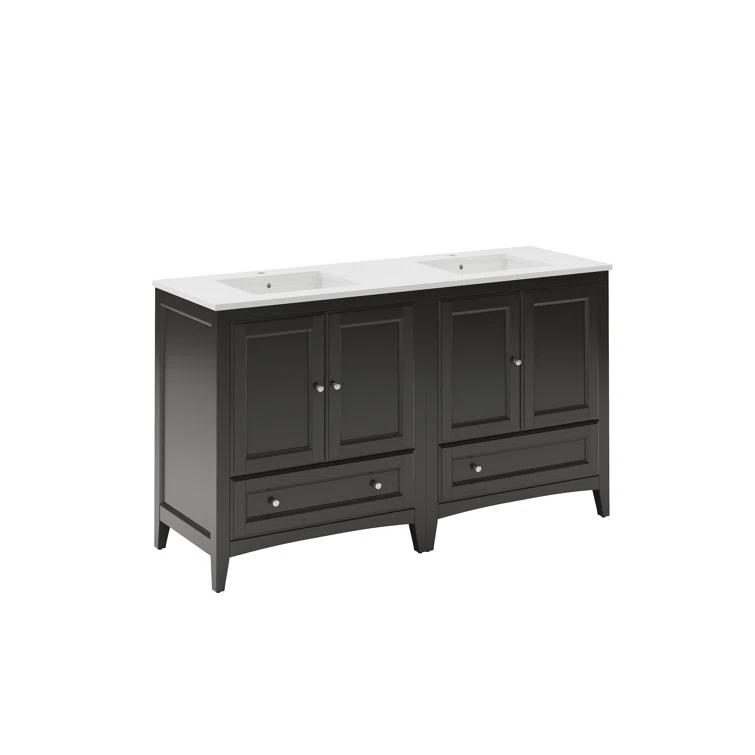 Oxford 60" Freestanding Double Sink Bathroom Vanity with Top and Sinks (Faucets Not Included)