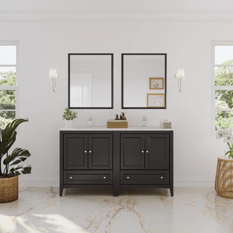 Oxford 60" Freestanding Double Sink Bathroom Vanity with Top and Sinks (Faucets Not Included)