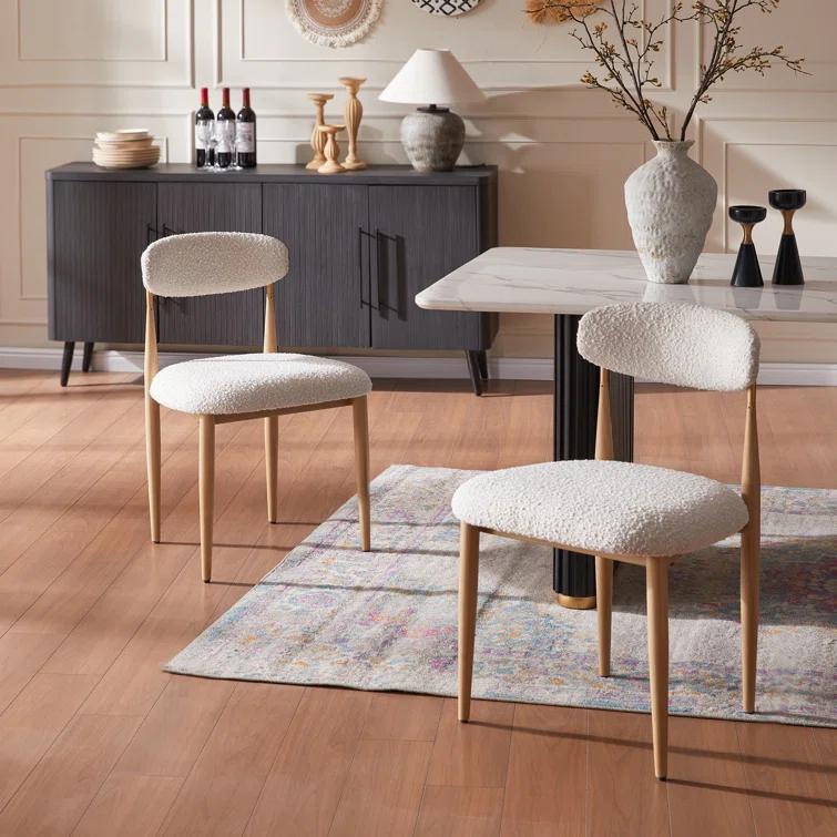 2 Pieces Boucle Armless Dining Chair, Upholstered Accent Chair