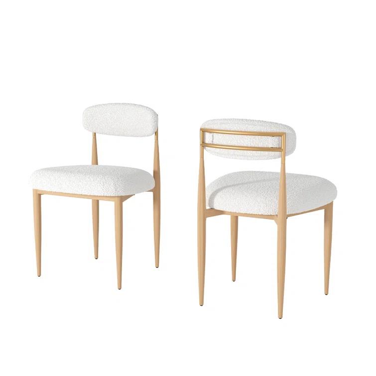 2 Pieces Boucle Armless Dining Chair, Upholstered Accent Chair