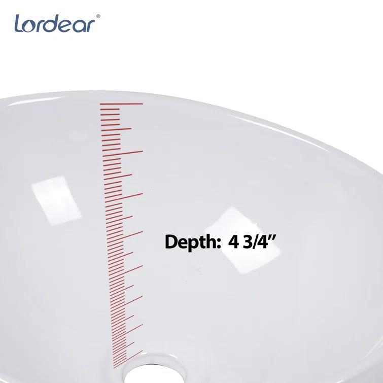 16" x 13" Oval Vessel Bathroom Sink White Bathroom Sink Ceramic Above Counter Sink Egg Shape Bowl