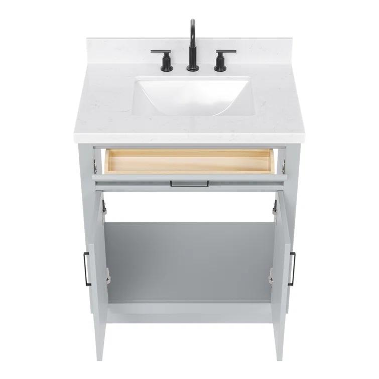 Tidworth 30.25'' Single Bathroom Vanity with Carrara Quartz Top