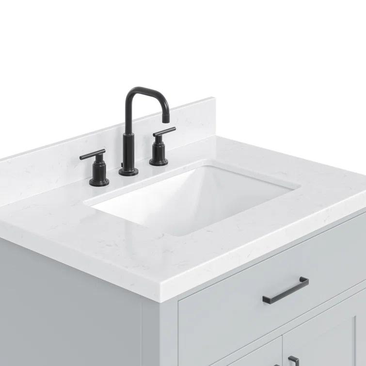 Tidworth 30.25'' Single Bathroom Vanity with Carrara Quartz Top