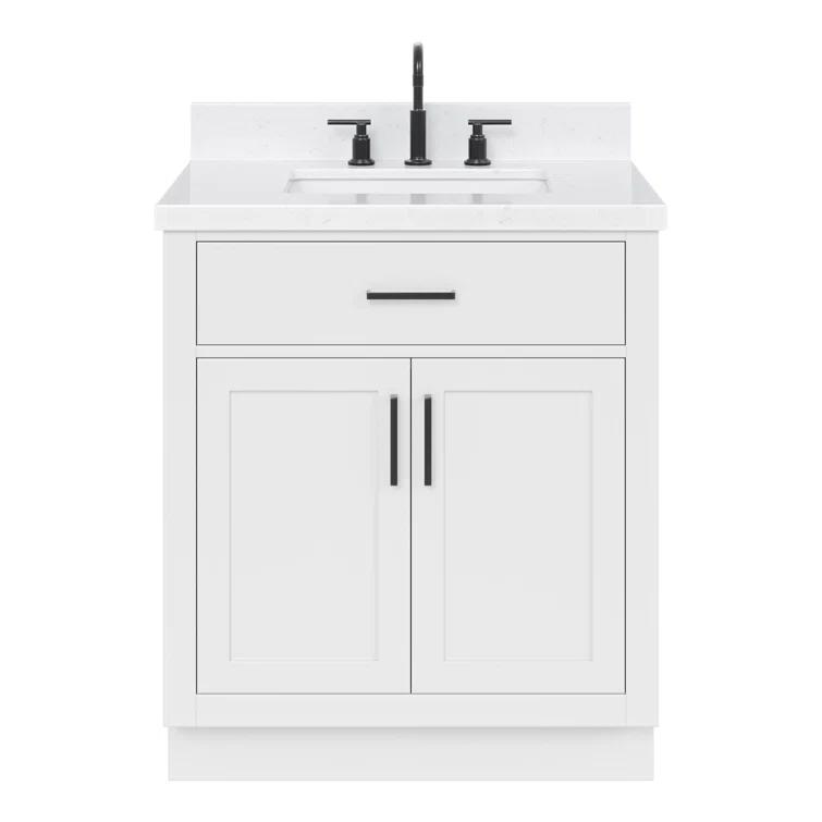 Tidworth 30.25'' Single Bathroom Vanity with Carrara Quartz Top