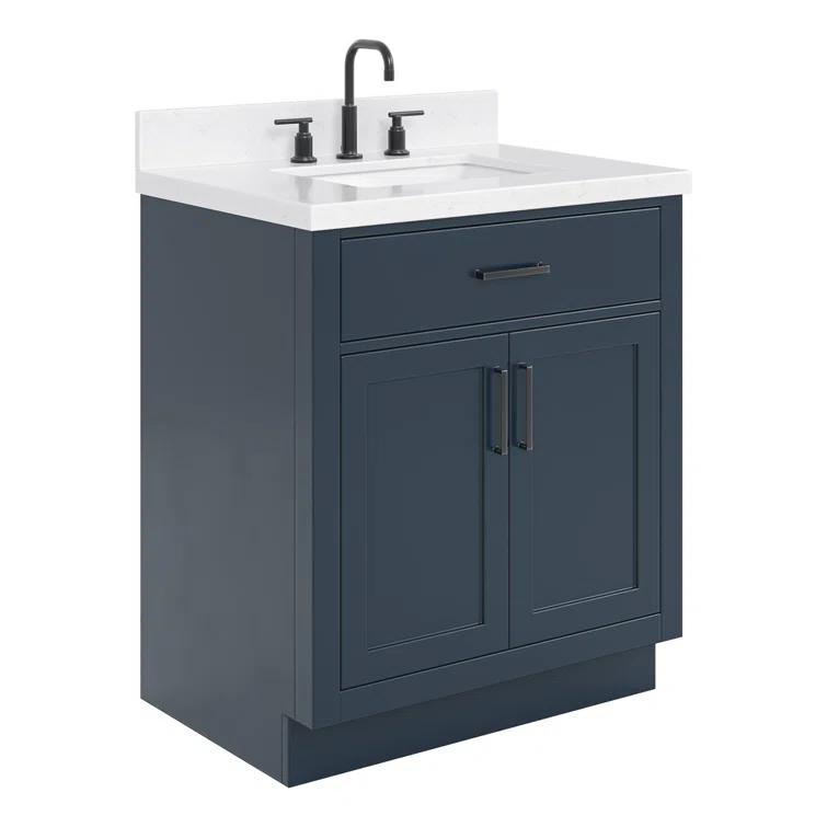 Tidworth 30.25'' Single Bathroom Vanity with Carrara Quartz Top