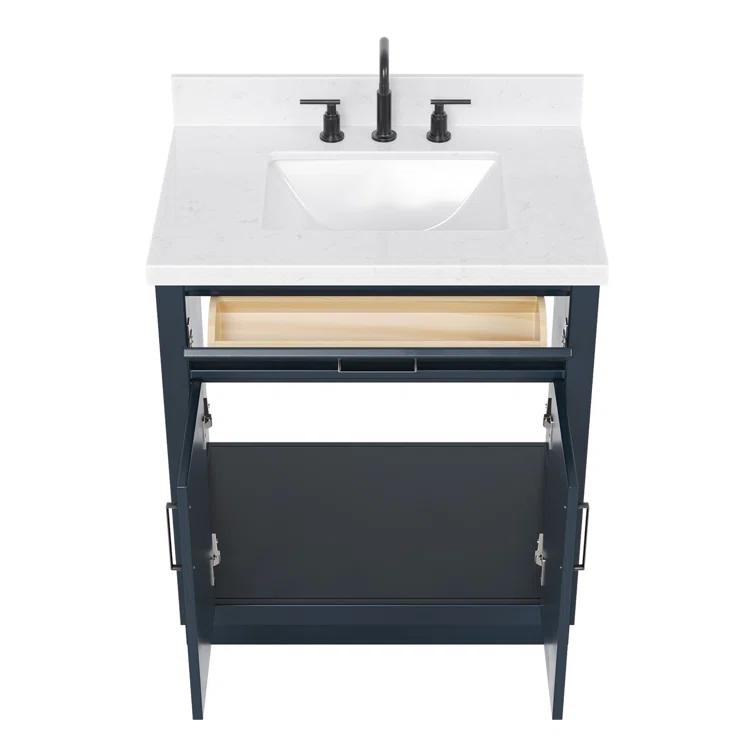 Tidworth 30.25'' Single Bathroom Vanity with Carrara Quartz Top