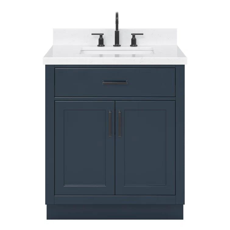 Tidworth 30.25'' Single Bathroom Vanity with Carrara Quartz Top