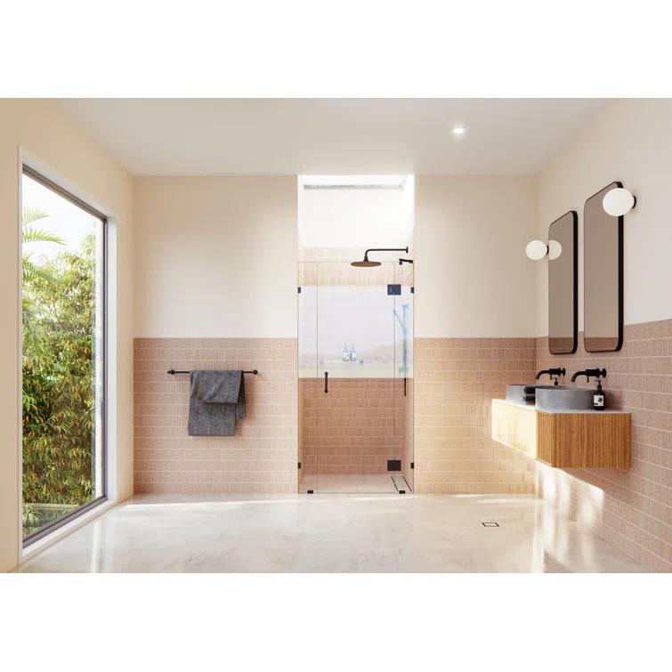 Glass Warehouse Stellar 42.25 in. W x 78 in. H Fully Frameless 3 Panel Inline Glass Hinged Shower Enclosure GHF-42.25-MB