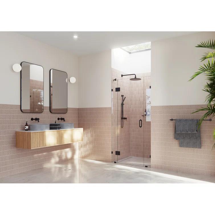 Glass Warehouse Stellar 42.25 in. W x 78 in. H Fully Frameless 3 Panel Inline Glass Hinged Shower Enclosure GHF-42.25-MB