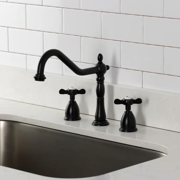 Kingston Brass Essex Double-Handle 3-Hole Widespread Kitchen Faucet