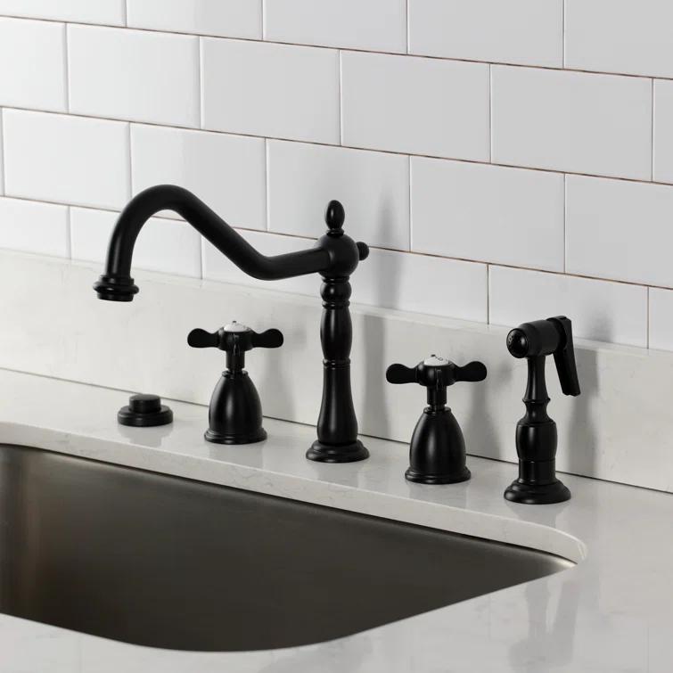 Kingston Brass Essex Double-Handle 3-Hole Widespread Kitchen Faucet