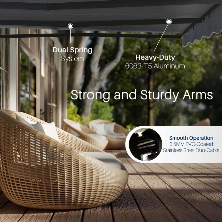 ALEKO Motorized Retractable Outdoor Awning with White Frame