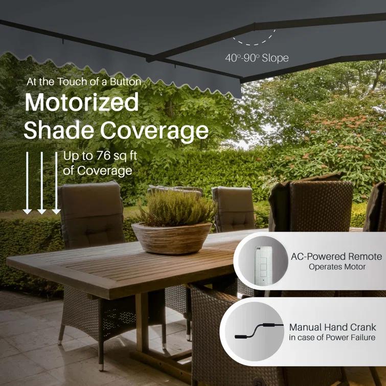 ALEKO Motorized Retractable Outdoor Awning with White Frame