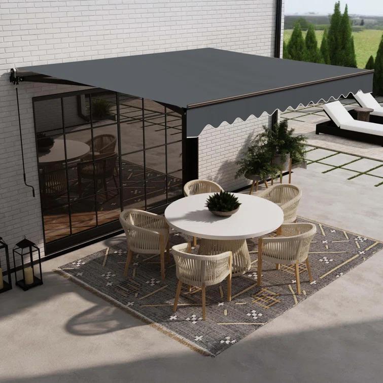 ALEKO Motorized Retractable Outdoor Awning with White Frame