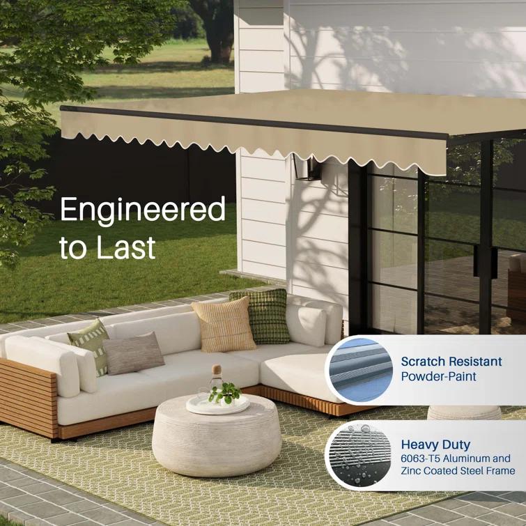 Motorized Retractable Patio Awning- Black Frame