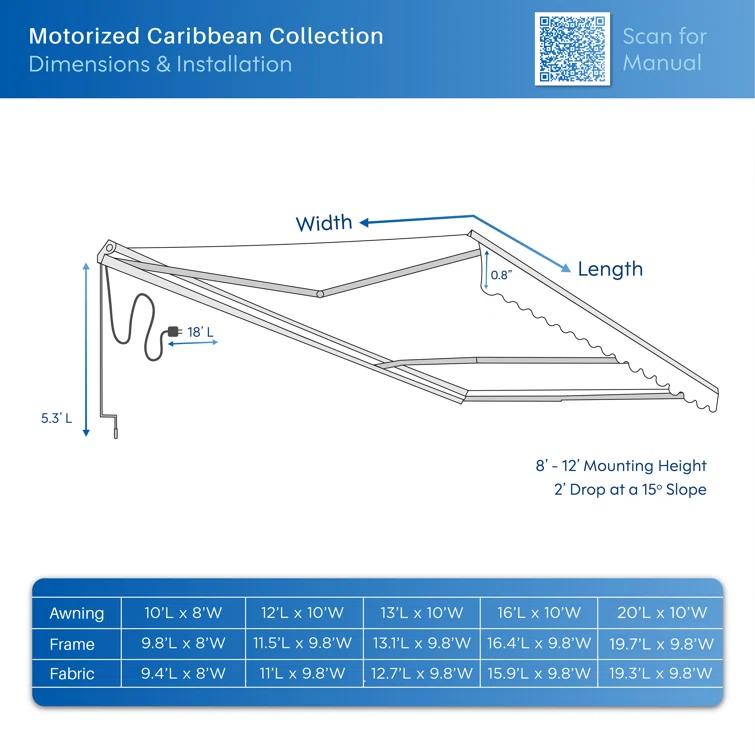 ALEKO Motorized Retractable Patio Awning- Black Frame