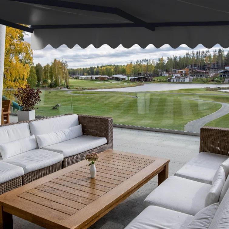 ALEKO Motorized Retractable Patio Awning- Black Frame