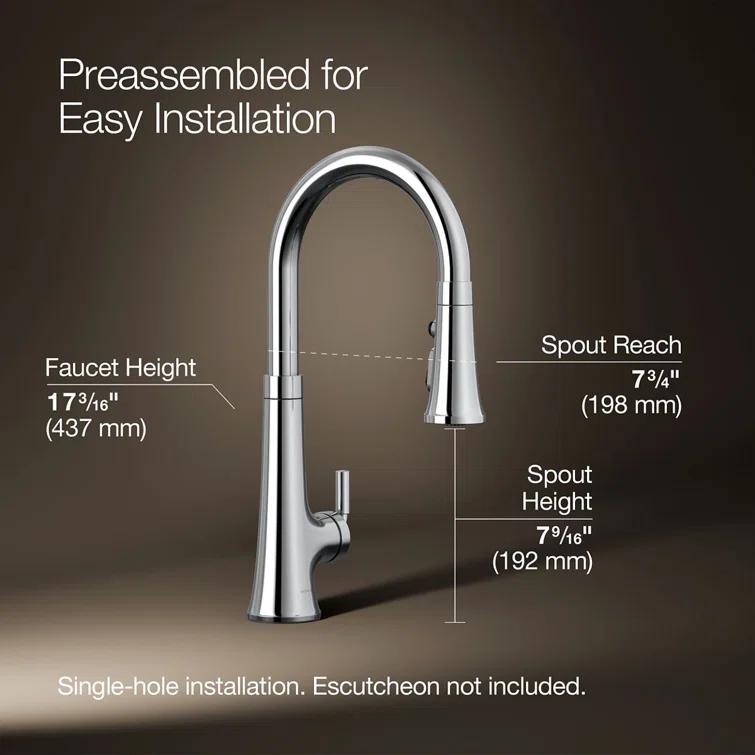 Tone™ Touchless Pull-Down Kitchen Sink Faucet with Voice Activation and Three-Function Sprayhead