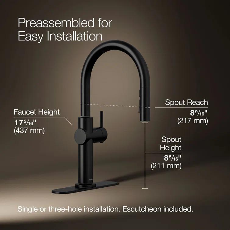 Crue Touchless Pull-Down Kitchen Sink Faucet with Three-Function Sprayhead