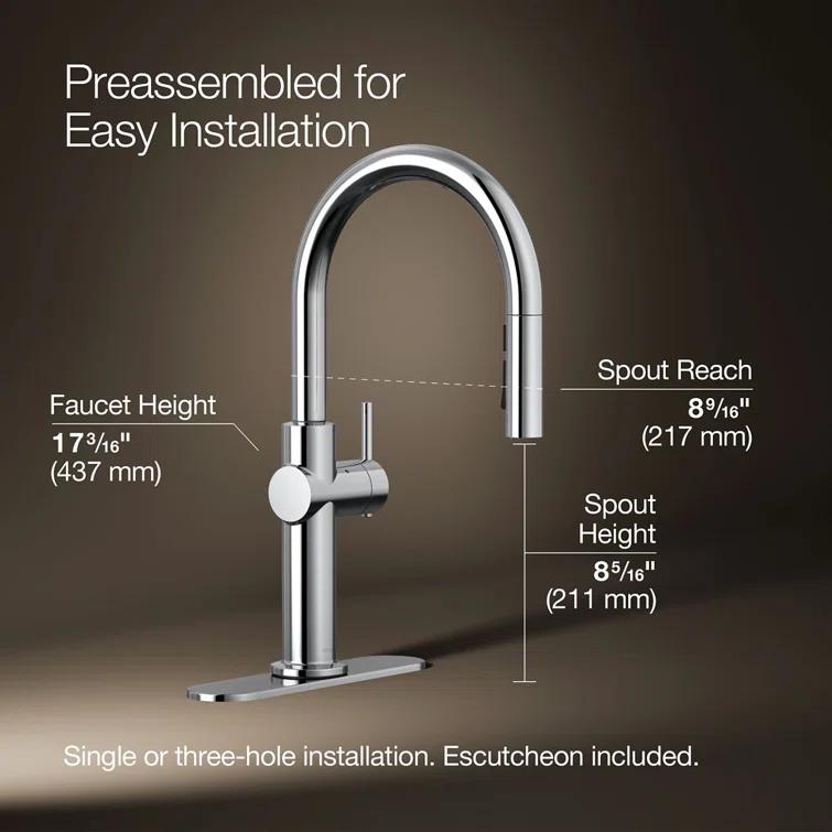 Crue Touchless Pull-Down Kitchen Sink Faucet with Three-Function Sprayhead