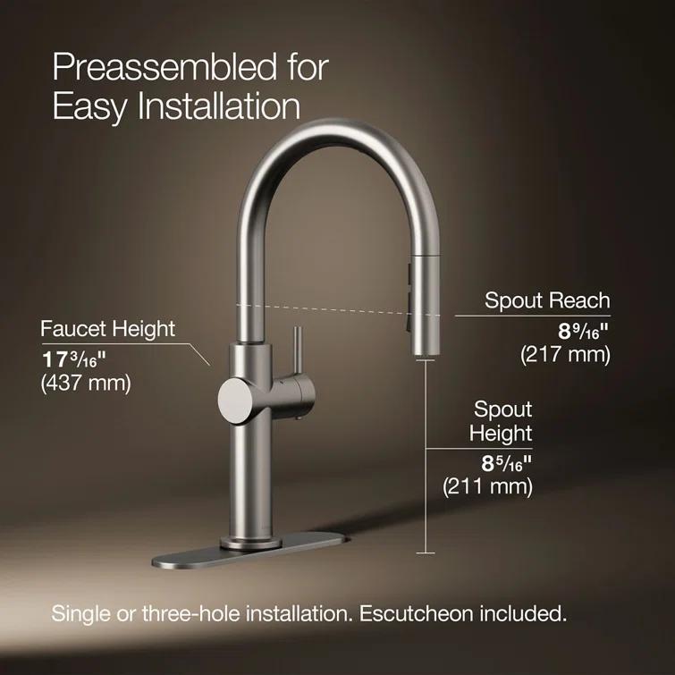Crue Touchless Pull-Down Kitchen Sink Faucet with Three-Function Sprayhead