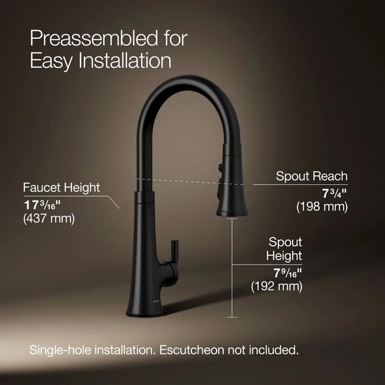 Tone Touchless Pull-Down Kitchen Sink Faucet with Three-Function Sprayhead
