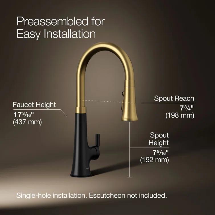 Tone Touchless Pull-Down Kitchen Sink Faucet with Three-Function Sprayhead