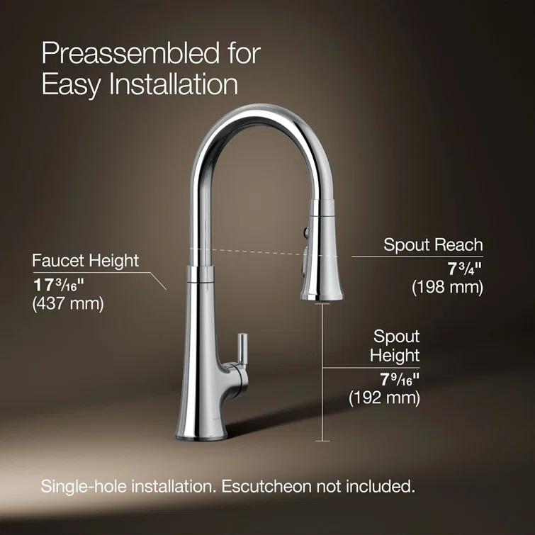 Tone Touchless Pull-Down Kitchen Sink Faucet with Three-Function Sprayhead