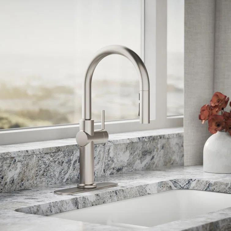 Kohler Crue Single Handle Pull Down Kitchen Faucet with Three-Function Pull Down Sprayer