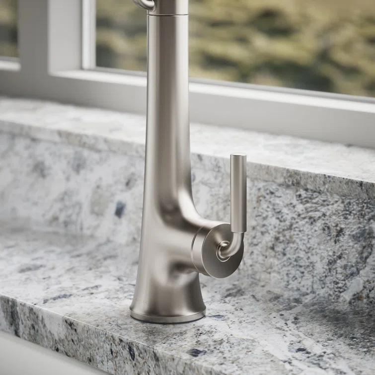 Kohler Tone Single Handle Semi-Professional Pre-Rinse Kitchen Sink Faucet with Three-Function Pull Down Sprayer