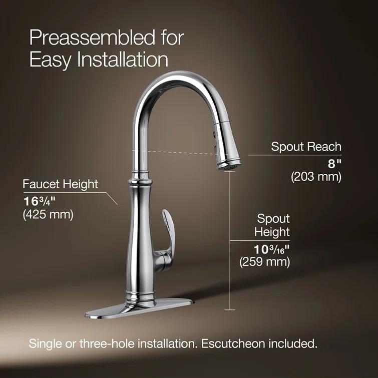 Bellera™ Pull Down Single Handle Kitchen Faucet with Handle and Supply Lines