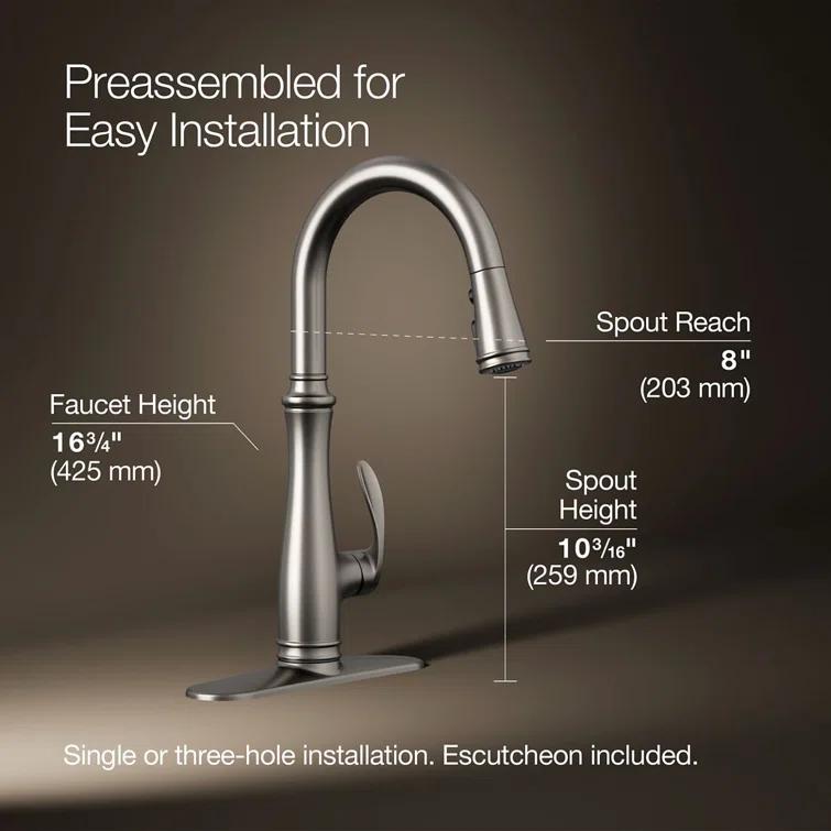 Bellera™ Pull Down Single Handle Kitchen Faucet with Handle and Supply Lines
