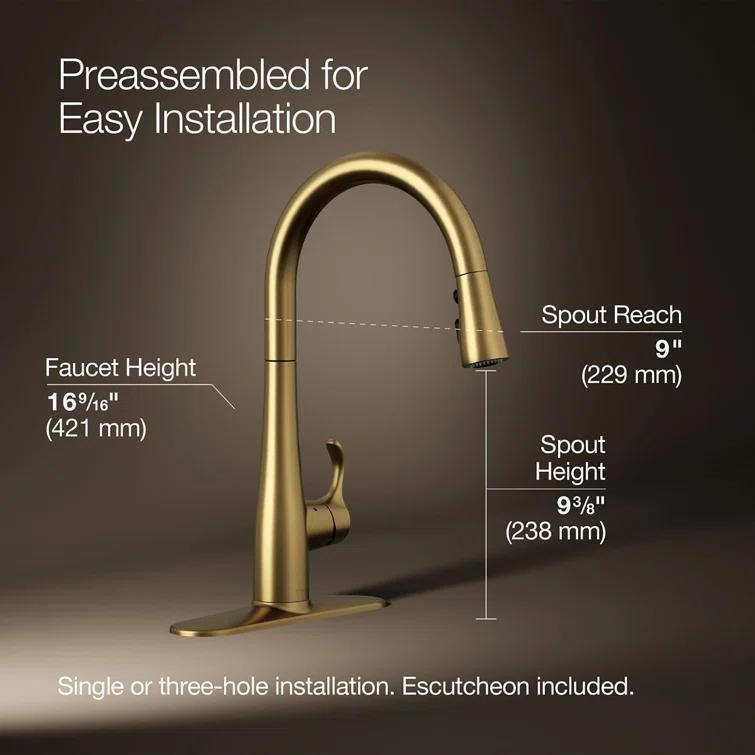 Simplice Touchless Pull-Down Kitchen Sink Faucet with Three-Function Sprayhead
