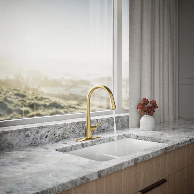 Simplice Touchless Pull-Down Kitchen Sink Faucet with Three-Function Sprayhead