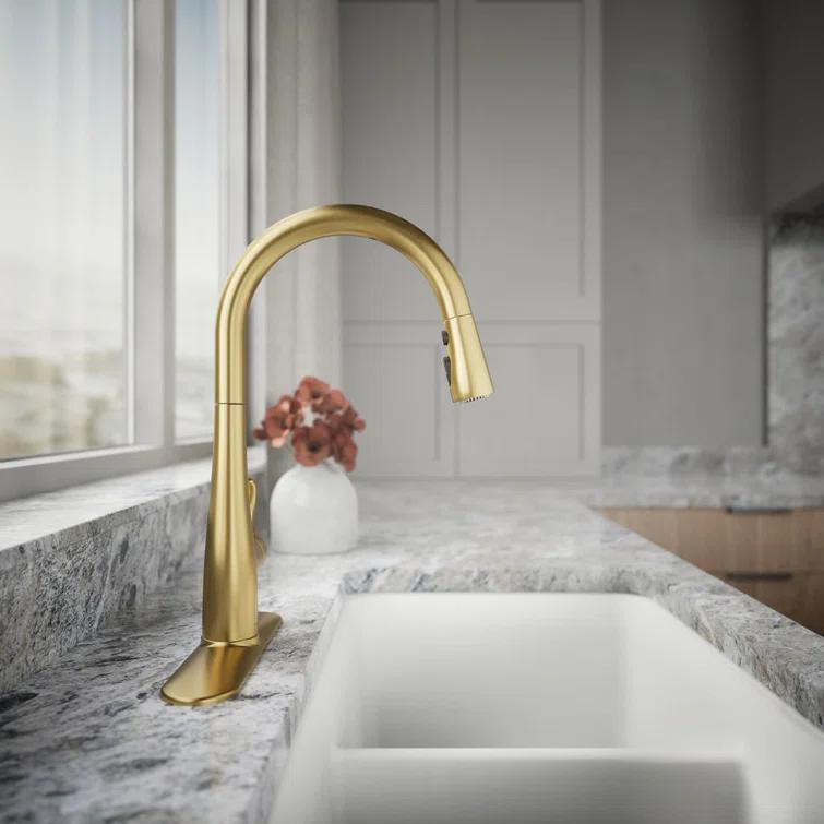 Simplice Touchless Pull-Down Kitchen Sink Faucet with Three-Function Sprayhead