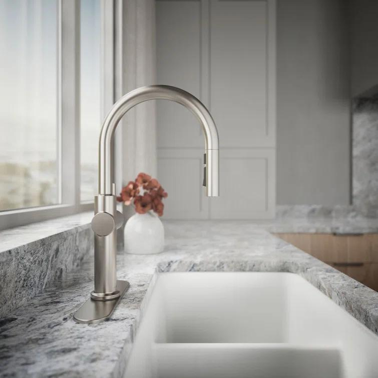 Kohler Crue Single Handle Pull Down Kitchen Faucet with Three-Function Pull Down Sprayer